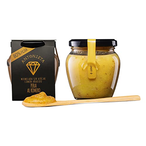 Mermelada de Pera con Esencia de Romero - Mermelada Gourmet 100% Fruta de Producción Propia y Hecha a Mano - Sin Azúcares Añadidos - Hecho en España - 230 G