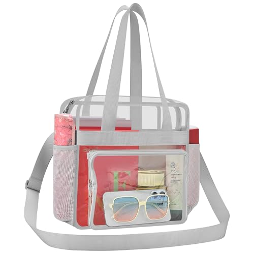 Image of Busiuw Clear Bag for Stadium Events, Stadium Approved 12x12x6 Clear Tote Bag for Sport Fan, Work Concert Travel