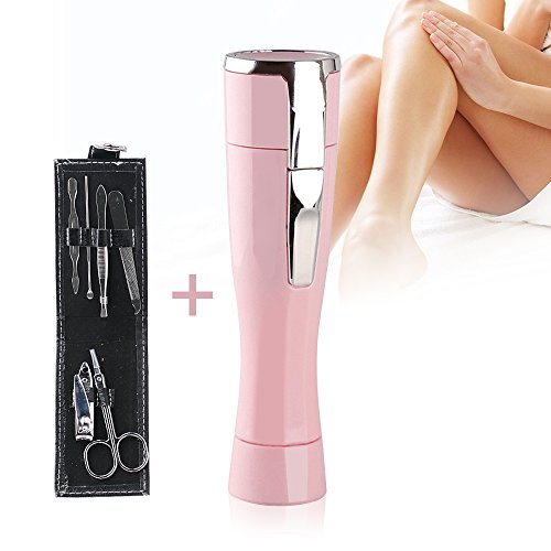 Woman Shaver, BMBZON Lady Electric Painless Hair Remover, Perfect for Facial Hair Remover, Compact with Manicure Pedicure Set of 6