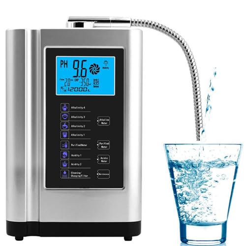Ionizador De Agua, Máquina Purificadora De Agua Máquina De Agua ácida Alcalina De Ph 3,5-10,5, Filtro De Agua Alcalina Para El Hogar Con 7 Configuraciones De Agua, Inteligente,Silver