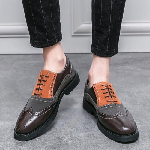 Mens Retro Brogue Multicolor Leather Dress Oxfords Shoes Casual Low Top Non-Slip Pointed Toe Derby Shoes for Formal Business Wedding3