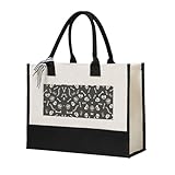 Liulannq Bolso de mano elegante con diseño de esqueleto para mujer, con costuras de lona