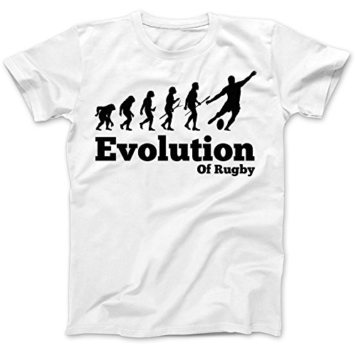 Bees Knees Tees Rugby Player Evolution 6 Six Nations T-Shirt Cotton White