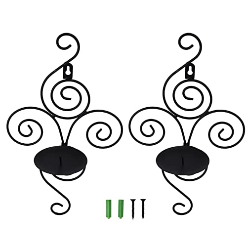 2pcs Hanging Wall Candleholders,Elegant Swirling Iron Votives Sconce Candle Holder for Home Wall Decorations Weddings Events