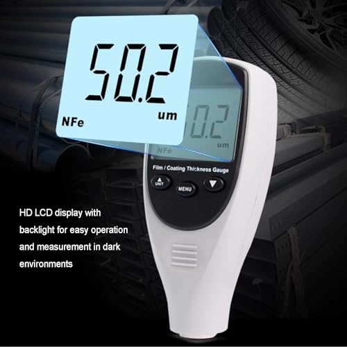 Medidor digital de grosor de recubrimiento, medidor Fe/NFe para medir profundidad de pintura, reconocimiento automático de material, rango 0-1700μm, para medición no destructiva miniatura 7