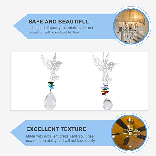 DOITOOL 2Pcs Hummingbird Suncatcher Chakra Pedra Pingentes de Cristal Prismas De Vidro Ornamento de