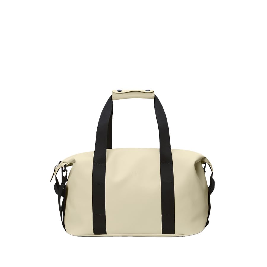 RAINSUnisex Hilo Weekend Bag Small, Single Compartment, Zip Closure, Adjustable Side Strings, Fabric Handles, Removable Shoulder Strap, Dune
