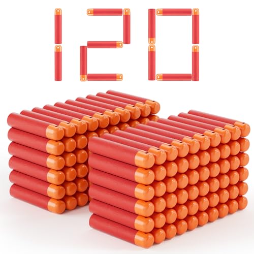 120 Mega Darts Refills for Mega Guns, Mega Dart Bullets Fit for Nerf Mega Guns, Mega Series Blasters, Mega Darts Bulk, Red Darts Fits for Nerf Mega Blasters (0.79in W)