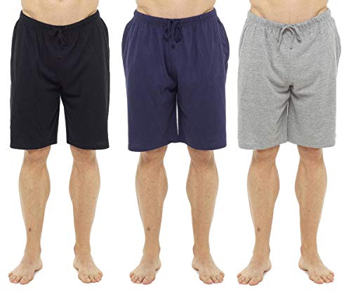 Keanu Mens 3 Pack Lounge Shorts Cotton Pyjama Short Trouser Bottoms Jersey Night Wear Summer Sizes M-3XL