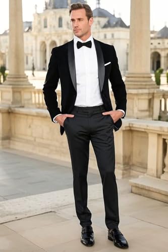 Velvet 2 Piece Suit Men Slim Fit Suits One Button Shawl Collar Tuxedo Suit Set Wedding Prom Dinner Party2