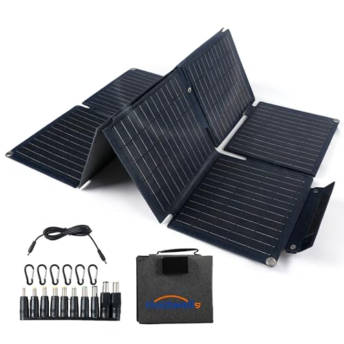 N-Type 60W Portable ETFE Solar Panel w/Dual USB-A QC3.0 & 60W USB-C & DC IP67 Waterproof for Camping Hiking Backpacking Emergency Solar Charger for iPhone/Android iPad Power Bank GPS