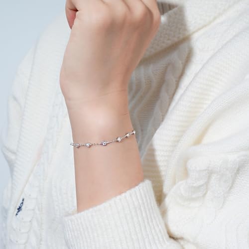 Bezel Moissanite Link Bracelet 0.66cttw D Color VVS1 925 Sterling Silver Adjustable Dainty Bracelets for Women Wife Birthday Jewelry Gifts2