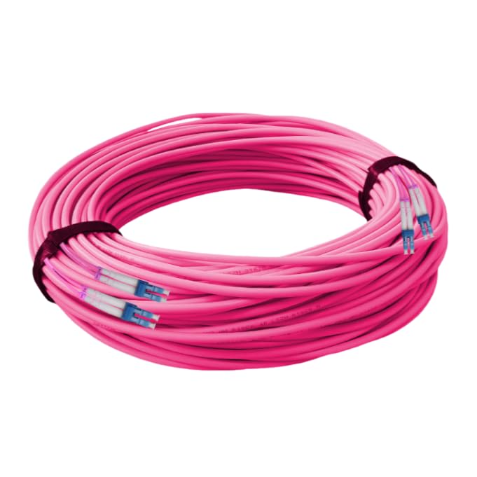 CONBIC® U-DQ(ZN) Sujetador – 60 m LC/UPC-LC/UPC 50/125, fibra óptica OM4 erikaviolett, 6 fibras, cable universal de 60 metros (con ayuda de tracción)