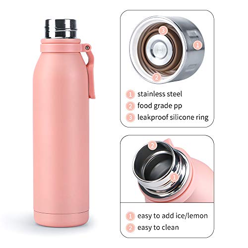 Botella deportiva de acero inoxidable de 700 ml, botella de agua para gimnasio con aislamiento de doble pared, termo con… - Imagen 5
