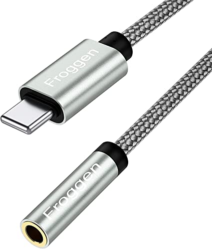 Froggen Adaptateur Lightning vers prise casque Lightning 3,5 mm Convertisseur AUX Audio Jack Connector compatible avec iPhone 6/7/7P/8/8P/11/X/XR/XS/XS MAX/13 compatible Lightning/iOS [Grey], Gris Cover