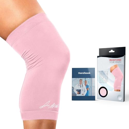Doctor Developed Ladies Pink Knee Brace / Knee Compression Sleeve / Knee Support for Women or Men and Doctor Written Handbook - RELIEF for Joint disease, Tendonitis, Injury support, (S)