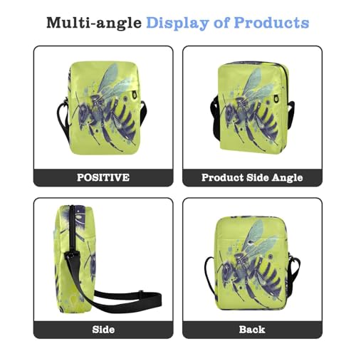 Pop Art Bee Lime Green messenger bag for women crossbody Shoulder Crossover Bag Casual Everyday Purse Adjustable Strap for Casual Outdoor Daily4