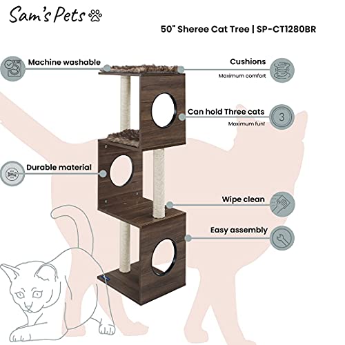 Árbol para Gatos Sheree 50" Marrón Oscuro Moderno miniatura 2