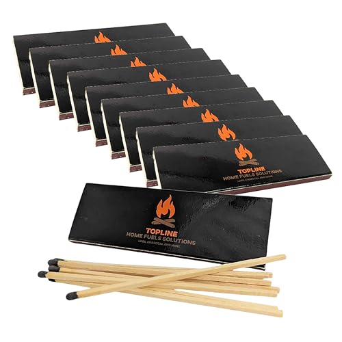 Extra Long & Strong Safety Matches - Pack of 10 x 10 Long Lasting 13.5cm Matches for Candles. Perfect for Lighting Charcoal or Briquettes, Camping Wood Burners, Fire Pits BBQ
