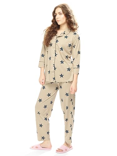 Image of WEET Women's Star Printed Cotton Night Suit Set