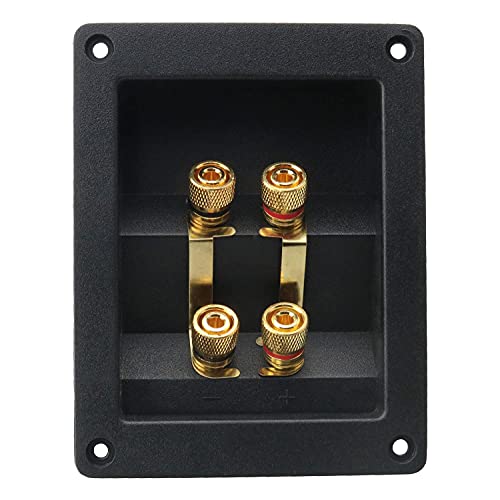 ZZLZX 1PC Copper 4-Position Terminal Junction Box, Post 4 Speaker