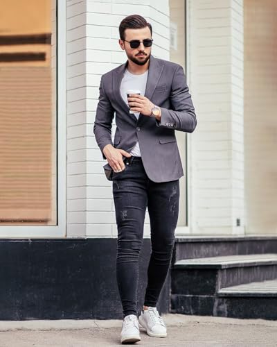 Men's Casual Suit Blazer Jackets Lightweight Sports Coats One Button Formal Business Men Suit2