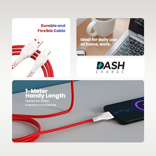 Image of Nextech USB A to USB-C 65W Super VOOC /Dash Sync & Charge Cable compatiable with Samsung, Realme, Oppo & other Smartphones, Tablets & Type C devices (1 Meter)
