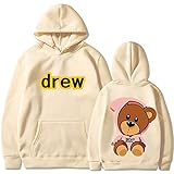 Rosemar Drew Hoodie Smiley Face Hooded Cut Bear Sweatshirts Hip Hop Couples Tracksuit Pullover Sweater for Men Women (Khaki,Medium)