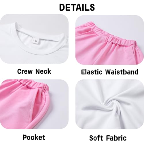 Image of Tween Girl Clothes 2 Piece Outfit Summer Short Sleeve Top + Jogger Pants Spring Fall Clothing Set Size 4-14 Years