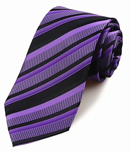 Elfeves Men's Purple Black Neckties Silk For Men Suit Fitness Dating Fashion Prom Ties