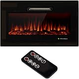 U-MAX 36' Recessed Wall Mounted Electric Fireplace Insert, 9 Colors Flame/Touch Control Screen &...