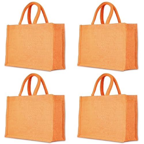 Orange Juco Tote Bag – Versatile Reusable Burlap Bag with Handles, Perfect for Gifts, Groceries, DIY Crafts, and More – 8