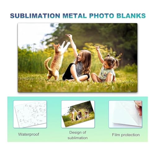 Elqubkan 10 Stück Sublimations-Metallfoto-Rohling, Wärmeübertragungspapier, Bild-Sublimationsschild, Aluminium-Fotoschild für Design, Langlebig, Einfach zu Installieren, Einfach zu Verwenden –