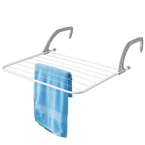 KADAX Balkonwäschetrockner, Heizkörpertrockner, Wand-Wäscheständer aus Stahl, Wäschetrockner 69x49cm, Wäscheständer, kompakter Hängetrockner, Trockenlänge 5m