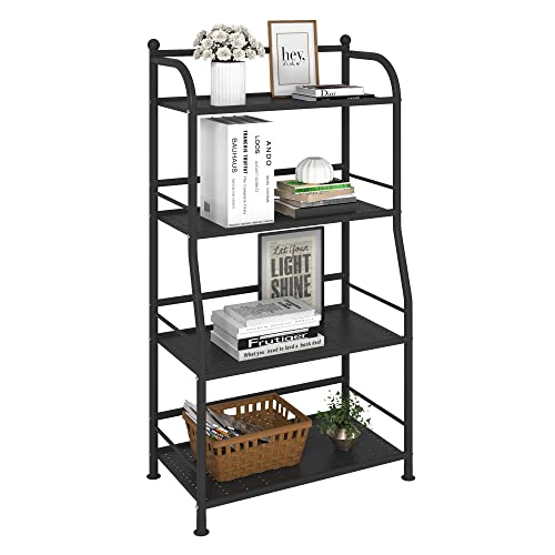 Fkuo 4 Tier Metal Shelf Storage Shelves Living Room Bookshelf Bathroom Corner Storage Rack For Kitchen,Indoor Plant Stand (Matte Black, 4 Tier) #TOP7