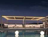 PURPLE LEAF Pergola Bioclimatica in Alluminio 3,5 × 8,5 m con LED, Pergola Giardino Esterno con Lame Orientabili, Resistente alle Intemperie, Anti-UV e Impermeabile, per Grandi Terrazze, Champagne