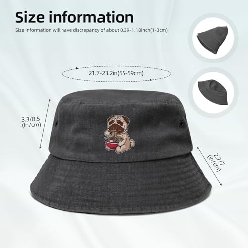 FJQWKLF Fischerhut mit Hunde-Essen, Ramen-Motiv, für Herren und Damen, aus gewaschener Baumwolle, für den Sommer, Outdoor, Strand, Reisen, Sonnenhut