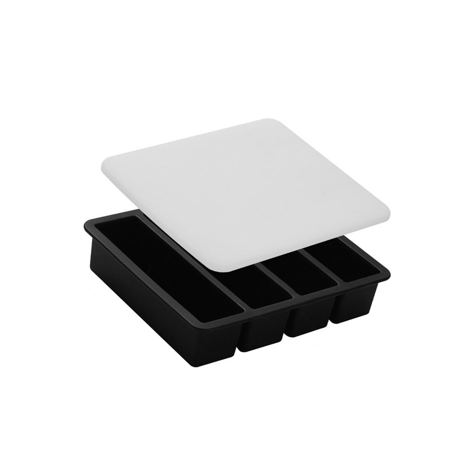 LUCKGONI 4 Cavity Silicone Tray With Lid For Whiskeys Pubs And Home Cocktails Sturdy Flexible Freezers