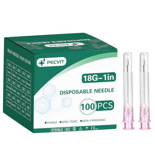 Image of 100Pack 18Ga 1 inch Luer Lock for Scientific Lab Refilling Ink | Individually Packaged