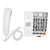 Teléfono con Botones Grandes para Personas Mayores, Teléfono Fijo con Cable y Altavoz, Botones Grandes y Marcación con un Solo Toque,o Personas con...