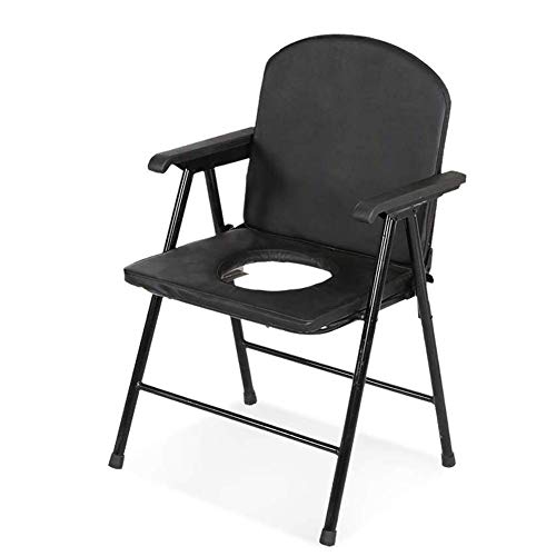 Toilettensitz, Dicke Faltbare Kommode Stuhl, Rückenlehne Tragbare Dusche Toilettensitz, Wasserdicht Und Atmungsaktiv Kann 150 Kg Tragen, Schwarz Cover
