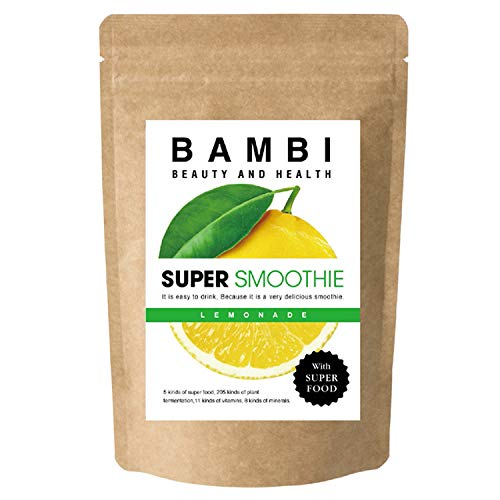 バンビウォーター スーパースムージー(レモネード味) 200g スーパーフード配合！低カロリーのレアシュガーで甘いグリームスムージ－ 酵素･グルコマンナン･食物繊維も入った置き換えダイエット