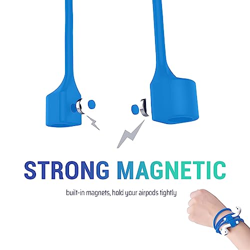 Image of LIRAMARK Magnetic Anti-Lost Strap Silicone Rope Wire Cable Connector String for AirPods Pro /Aipods Pro 2 / Airpods 1,2&3 / Earbuds (Sky Blue)