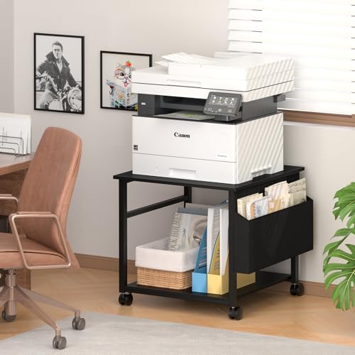 Image of Lerliuo Black Large Printer Stand with Storage