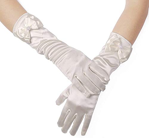 Image of FancyDressWale Girls Satin Long Gloves for Princess Dress Up Party With Bows