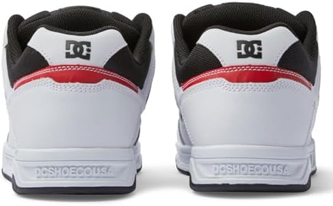 DC Men's Stag Low Top Skate Shoe, White/Black/RED, 12 | Image 5