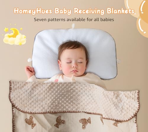 Image of Baby Blanket 40x40 Inches,Muslin Cotton and Minky Dotted Double Layer Soft Receiving Blanket for Newborn Toddler,Brown Bear