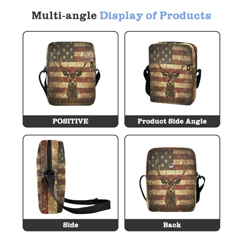 American Flag Deer messenger bag for men Small Crossbody Bags For Women Cross Body Purse Adjustable Strap for Travel work4