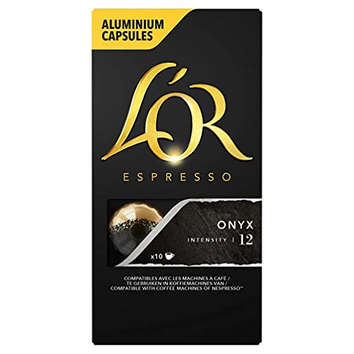 L Or Espresso Café Onyx Intensidad 12 - 100 cápsulas de aluminio compatibles con máquinas Nespresso (R) (10 Paquetes de 10 cápsulas)