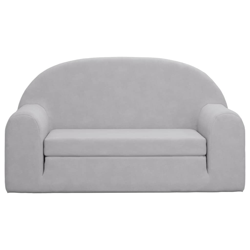 vidaXL Kinder Schlafsofa 2-Sitzer, 2-in-1 Kindersofa mit Schlaffunktion, Kindersessel Sofa Abnehmbarer Bezug, Kindercouch Couch Kindermöbel, Hellgrau Weicher Plüsch